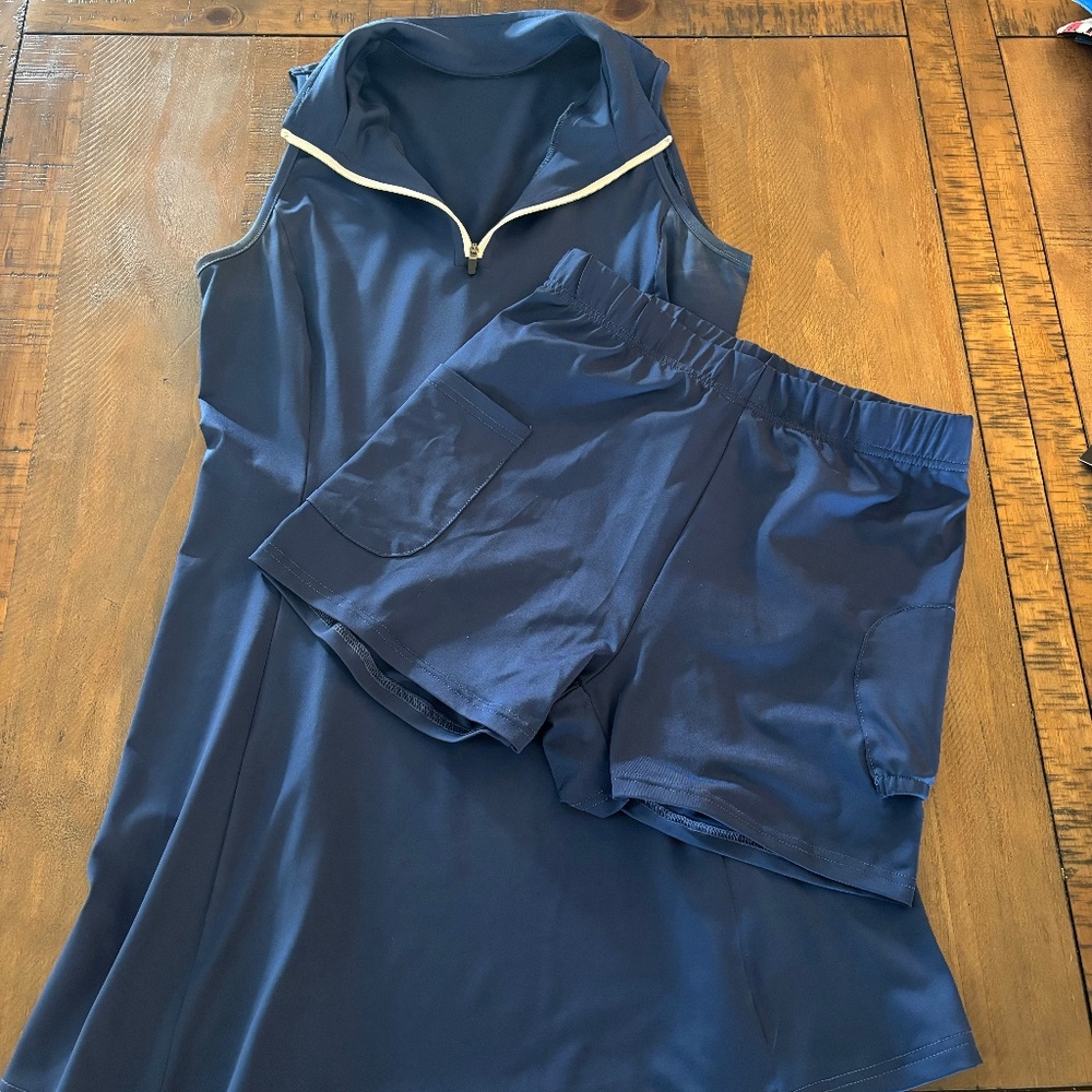 Women's Navy Blue athletic dress. Golf, Tennis, Pickleball, or Summer outfit.
